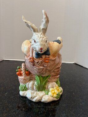 Magenta Peter Rabbit 11" Ceramic Easter Planter